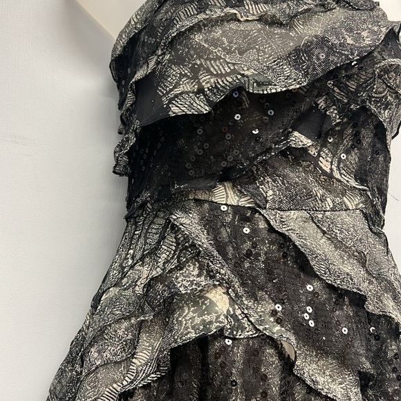 Tracy Reese Convertible Spaghetti Strap/Strapless Silk/Lace/Sequin Tiered Dress - Picture 3 of 12
